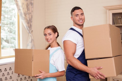 Loading a moving truck with household items